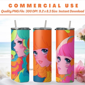 20oz Three Cute White Cartoon Girls Tumbler Wrap, Diverse Wrap, Colorful & Bright, AI Advance Design, Commercial Use, Instant Download
