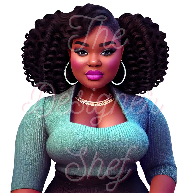 CURVY Girl Clipart Plussize Black Girl Fashion Girl Etsy Israel