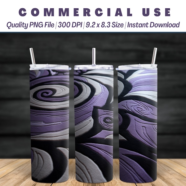 Elegant Spiral Tumbler Wrap | Bold Graphic Lines | Close-up Design | Purple & Black | Strong Lines | Contemporary Rug Style | Commercial Use