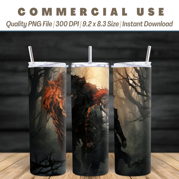 Untamed Adventures Tumbler Wrap | Dynamic Motion | Bold Pigmentation | Edgy Cut Art | Fantastical Inspiration | Anime Vibes | Dark Aesthetic