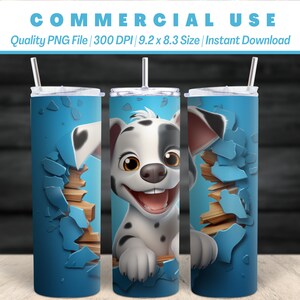 Caricatura 3D de Happy Dog de 20 oz / Fondo de arte pop / Diseño de envoltura de vaso / Vibrante y juguetón / Llamativo único / Perfecto para amantes de los perros