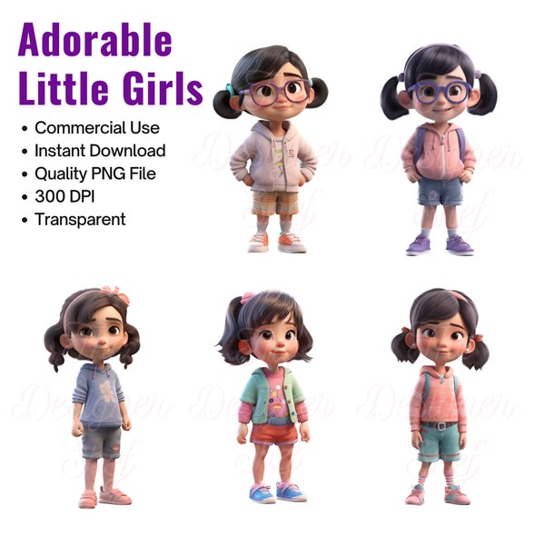 Adorable Chibi Girl, Chibi Females PNG, Cute Girl png, Cartoon Girls, Cartoon Girls, Kid Characters png, Advance AI Designs, Commercial Use