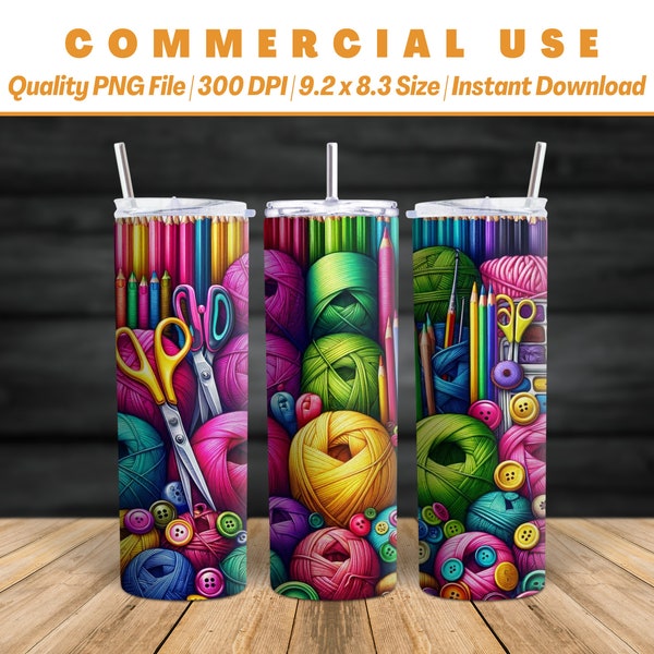 20oz Unique Yarn Art Tumbler Wrap  | Vibrant and Colorful | Sublimation | Background | Graphic Design | Instant Access | Commercial Use