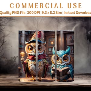 20oz Cool Owl Tumbler Wrap | Animated | Scrapbooking | Background | Diverse | AI Advanced Design | Commercial Use | Instant Download
