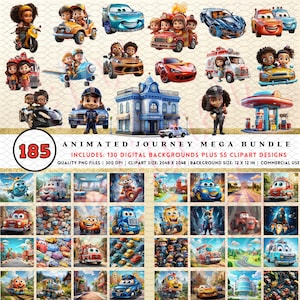 185 Animated Journey *MEGA BUNDLE* | Digital Clipart Designs | Digital Backgrounds | Things on Wheels | Commercial Use | Instant Download