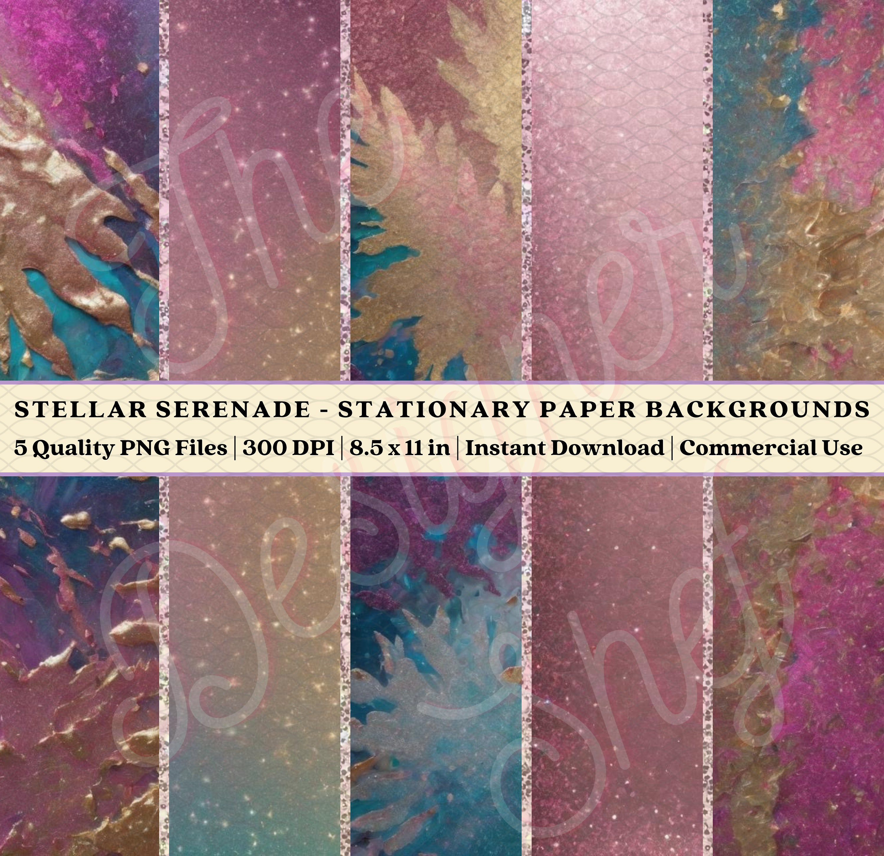 5 STELLAR SERENADE Digital Paper Theme | Background | Wallpaper | Notebook Cover | Tumbler | Scrapbook | Instant Download | Commercial Use