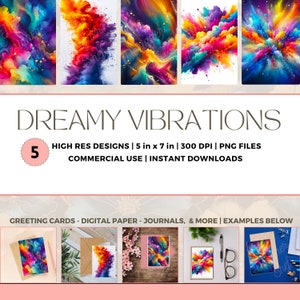 5 hochauflösende digitale Designs | Verträumte Schwingungen | Grußkarte | Einladungen | Postkarten | Digitales Papier | Sofortdownload | Kommerzielle Nutzung