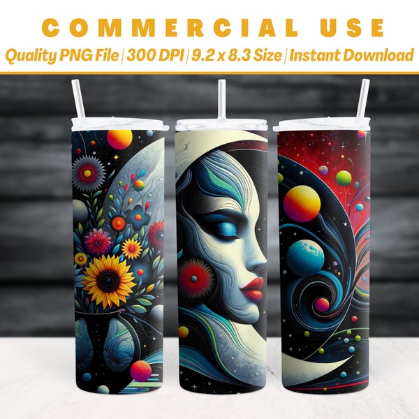 20oz Stunning Space Floral Tumbler Wrap | Astral & Artsy | Background | Sublimation | AI Advanced Design | Commercial Use | Instant Download