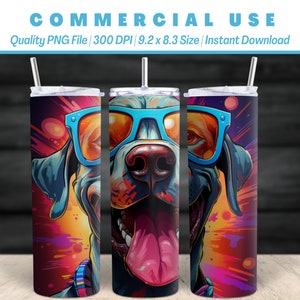 20oz Angry Dog 3D Caricature | Pop Art Background | Tumbler Wrap Design | Bold/Expressive | Unique & Eye-Catching | Perfect for Dog Lovers