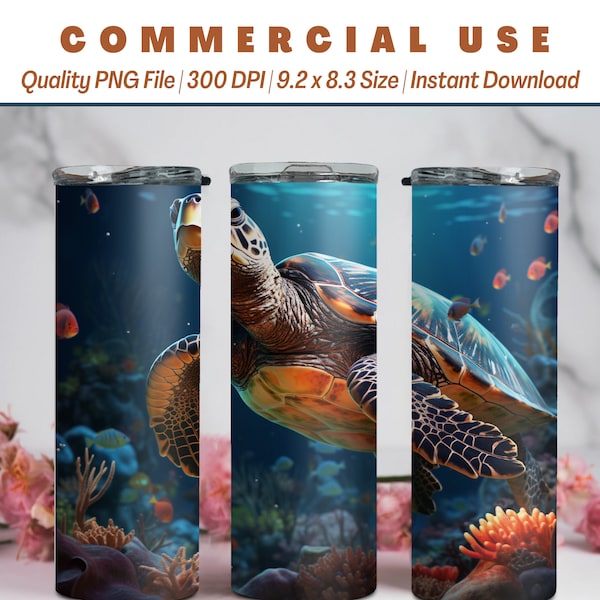 20 oz Vibrant Sea Turtle Tumbler Wrap, Sea Life Tumbler Wrap png, Sublimation png, AI Design, Commercial Use, Digital Download