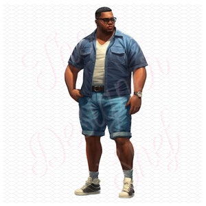 Black Chubby Men Character Designs, Cartoon Black Men png, Afro Men ClipArt, Melanated Men png, Black King png, Plus-sized Black Men, AI Art zdjęcie 2