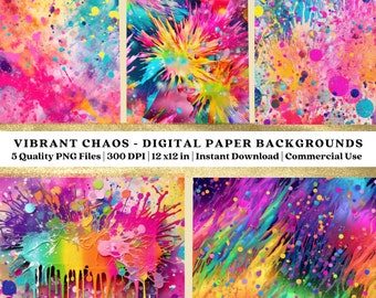 VIBRANT CHAOS Theme - Beautiful Colorful Background, Digital Wallpaper png, Scrapbook Paper png, Journal png, AI Advance Art, Commercial Use