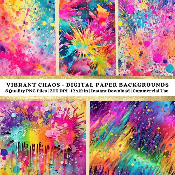 VIBRANT CHAOS Theme - Beautiful Colorful Background, Digital Wallpaper png, Scrapbook Paper png, Journal png, AI Advance Art, Commercial Use