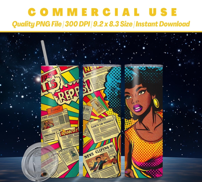 20oz BLACK GIRL COMIC Wrap Background Notebook Scrapbook Wallpaper