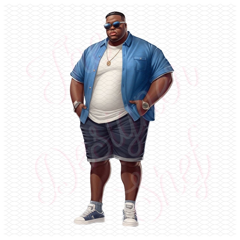 Black Chubby Men Character Designs, Cartoon Black Men png, Afro Men ClipArt, Melanated Men png, Black King png, Plus-sized Black Men, AI Art zdjęcie 5