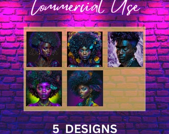 Black Girl Afro, Black Men Characters, AI Digital Art | Cartoon Art | Concept Art | Animation Art | Black Women Art | Wall Art| Journals|