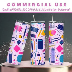Emballage pour gobelet pour fournitures scolaires, 20 oz | PNG pour l'éducation | École PNG | Emballages divers | Conception avancée par IA | Utilisation commerciale | Téléchargement numérique