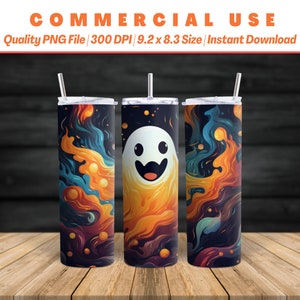 Ghost Tumbler Design: Spooky Halloween Wrap (Digital Download)