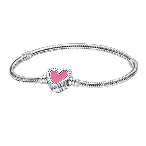 Bracelet Charm cœur rose