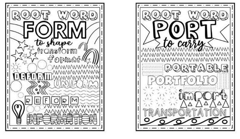 Word Parts Prefix Root Words Suffix Coloring Doodle Pages - Review and ...