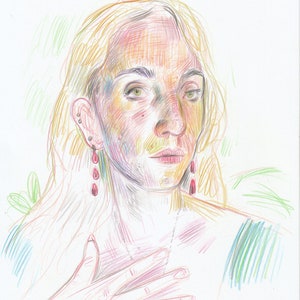 Eden original portrait drawing in colour pencil A4 21 x 29.7cm 8.3 x 11.7 inches