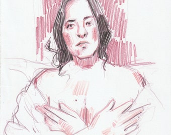 Mohnblume Original Portrait Zeichnung in Bleistift A4 21 x 29,7cm 8,3 x 11,7 zoll