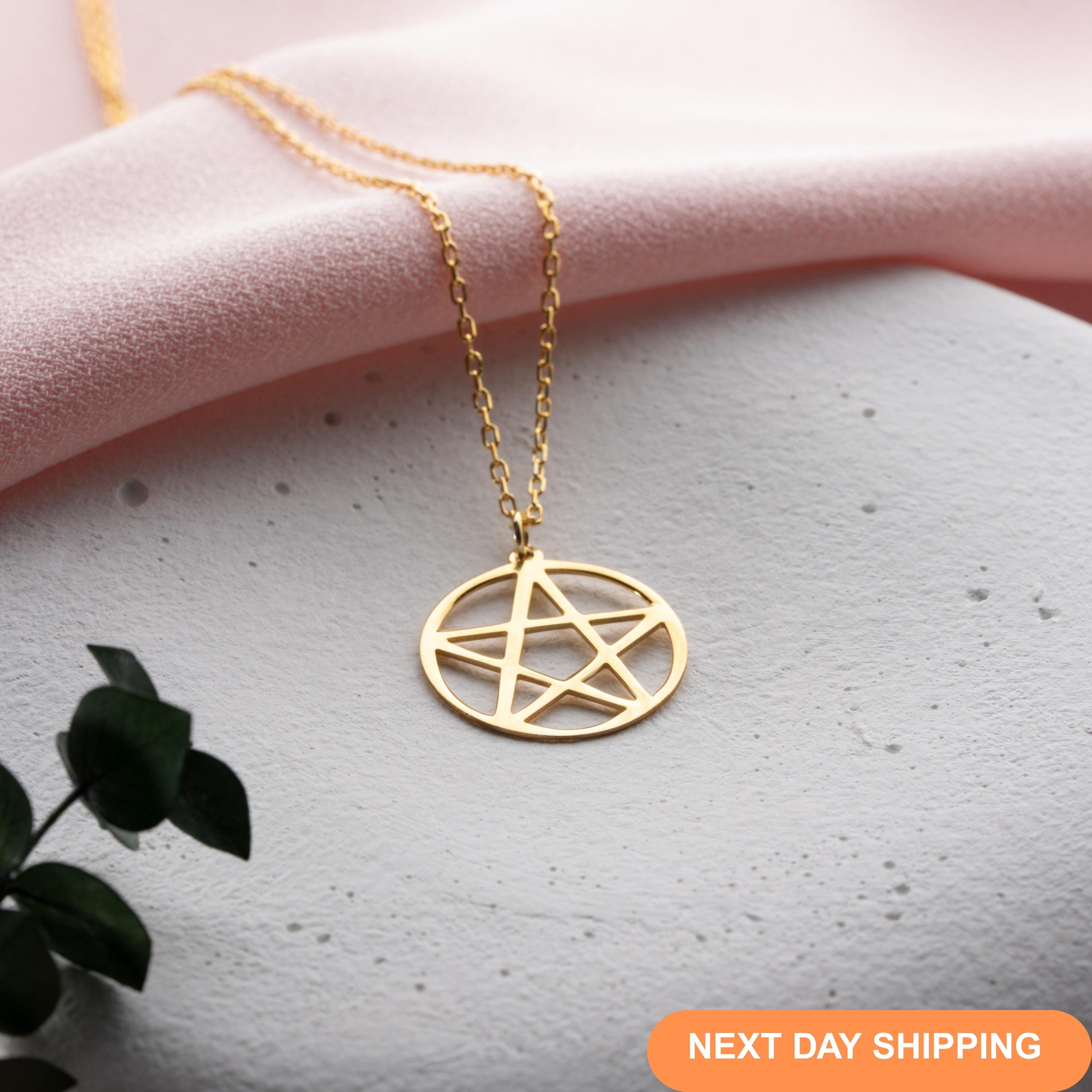 10k Rose Gold Pentagram Charm Pendant – Hand-Polished Rose Gold Necklace With Symbolic Meaning - View #8