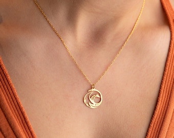 Dragon Necklace, Tiny Dragon Pendant in 14K Gold, Chinese Lunar New Year Jewelry, Protection Charm, Adjustable Chain, Gifts for Her