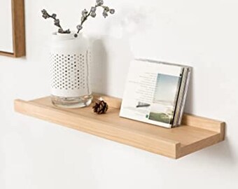 Oak Wood Floating Shelves Wall Mounted Shelves for Book Kitchen Essential,Bedroom Use