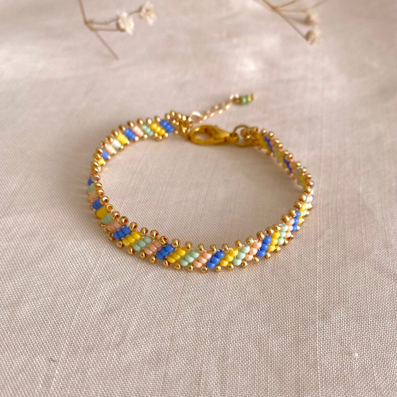 Beaded Pastel Colors Handwoven Jewelry, Handmade Bracelet Beaded, Seed ...