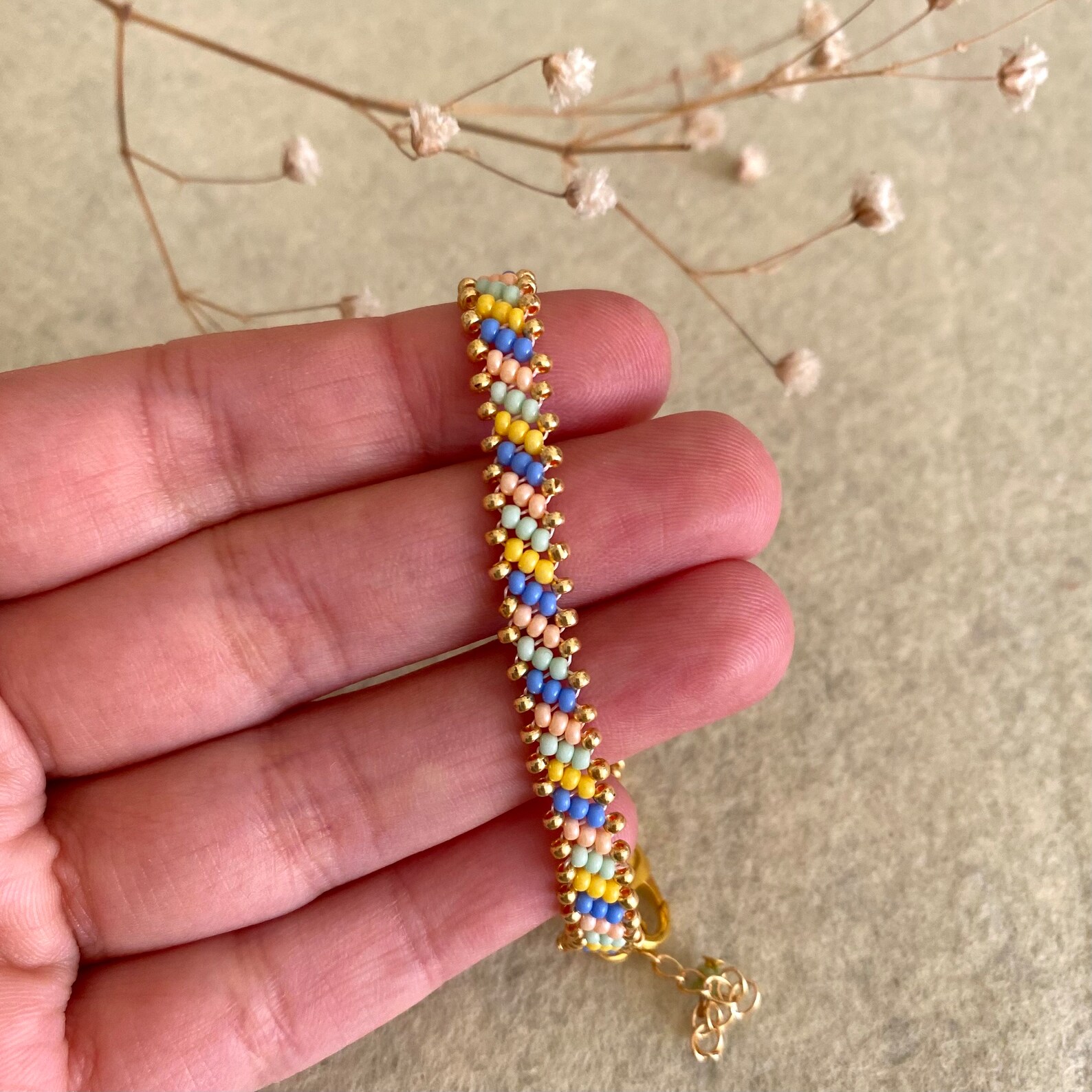 Beaded Pastel Colors Handwoven Jewelry, Handmade Bracelet Beaded, Seed ...