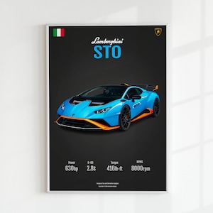 Lamborghini Huracán STO Arte del cartel de la pared