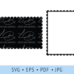 Puede incluir: Un marco negro festoneado con fondo blanco. El marco está decorado con un patrón repetido del texto "LB's MOCKS AND GRAPHICS".