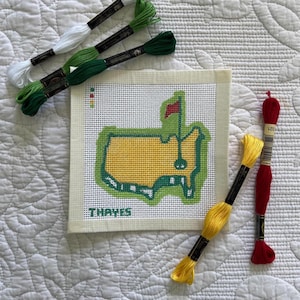 Masters Needlepoint handmålad duk, golfnålsduk, nålspetsdekoration