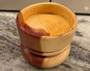 Cedar wood candle holder