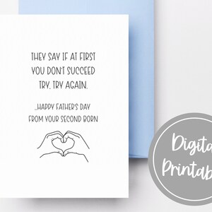 Try, Try Again Funny Fathers Day Card, Fathers Day Card Download, Fathers Day Card Printable, Sarcastic Cards, Snarky Card, Last Minute Card