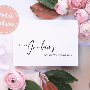 To My In Laws On My Wedding Day Printable Card, Mother In Law Wedding Gift From Bride, Daughter In Law On Wedding Day Card, Wedding Day Card