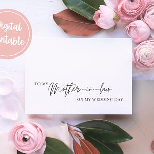 To My Mother In Law On My Wedding Day Printable Card, Mother In Law Wedding Gift From Bride, Daughter In Law On Wedding Day Card