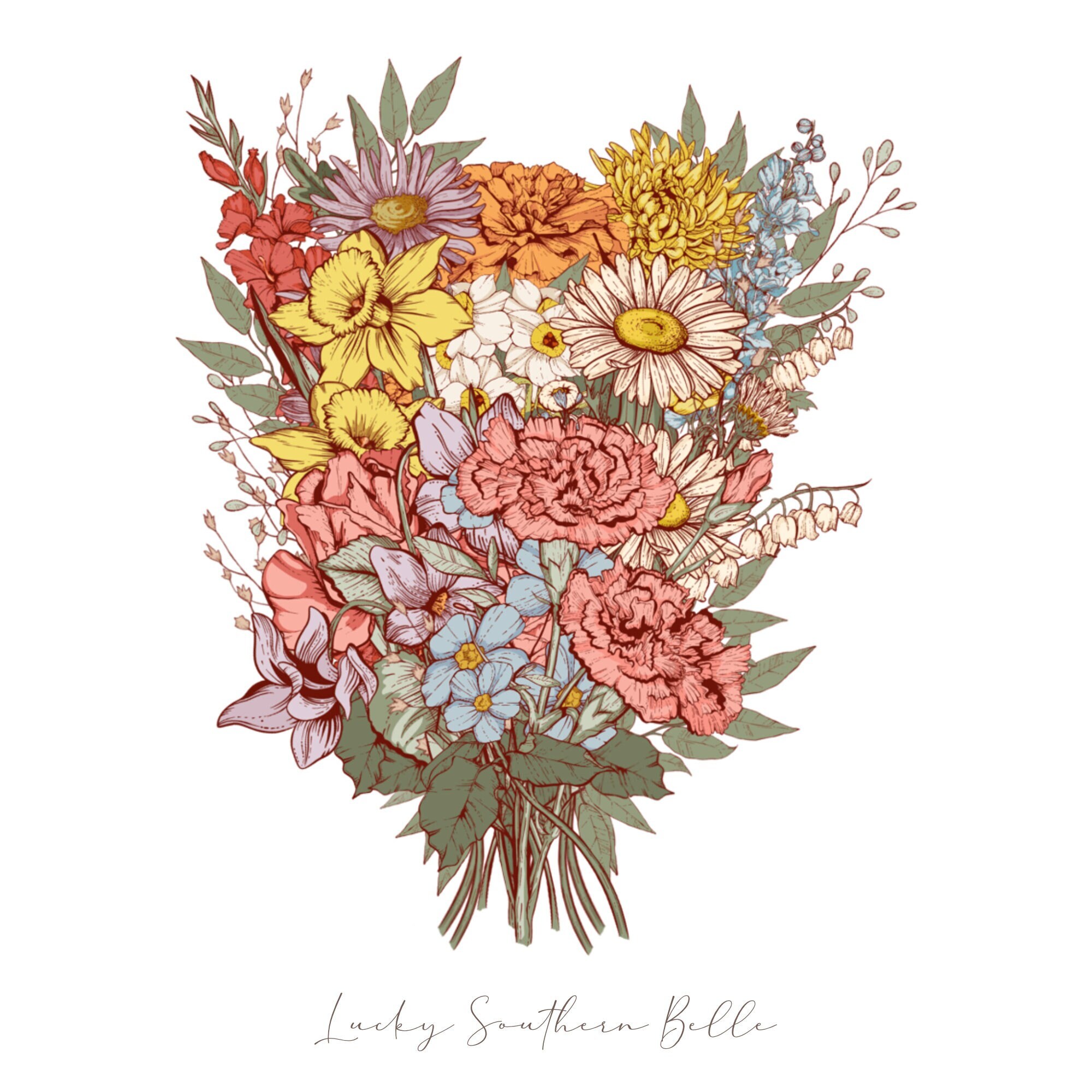 Birth Flower Bouquet digital Download Only - Etsy