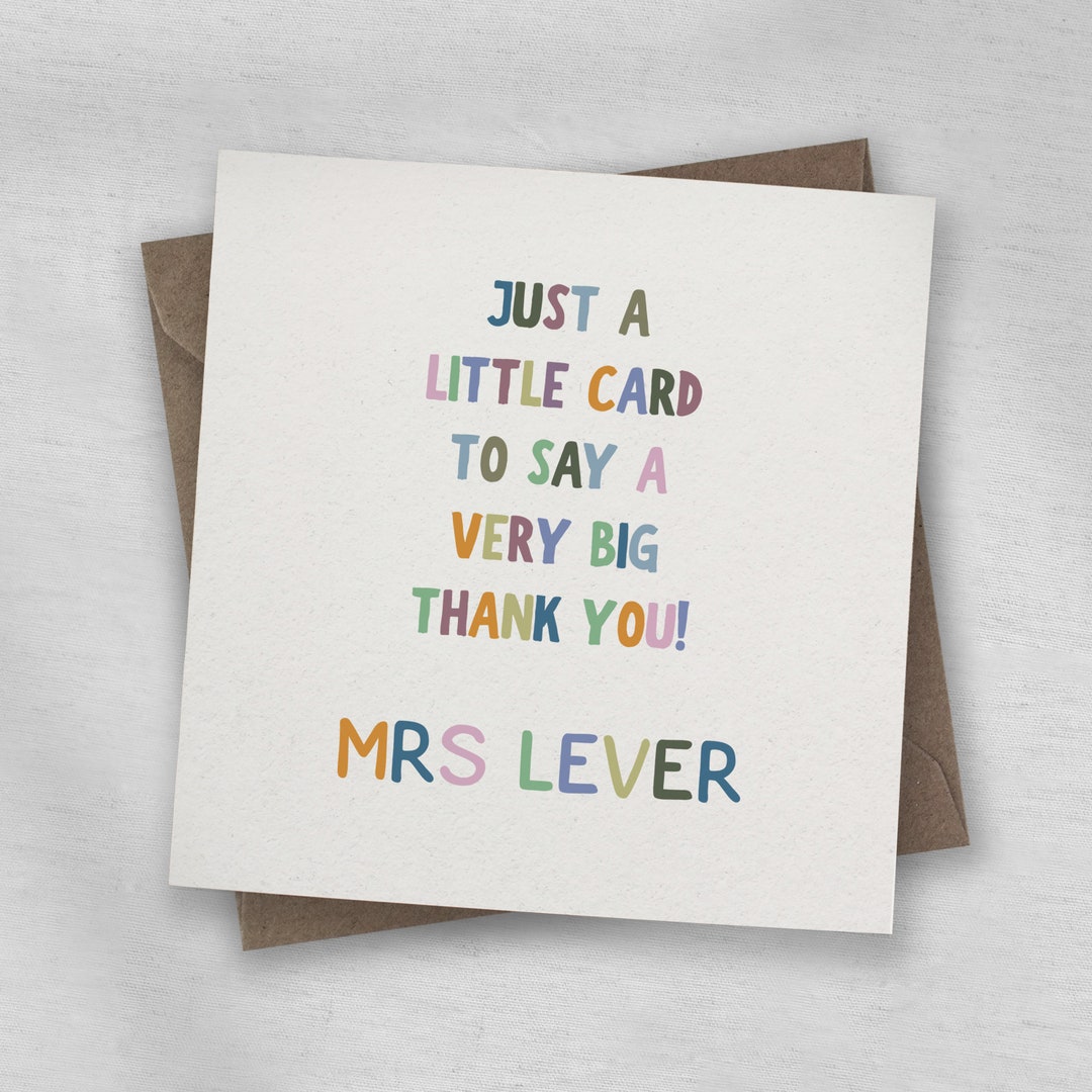 Big Thank You Card, Thank You Teacher Card, Card for Teacher