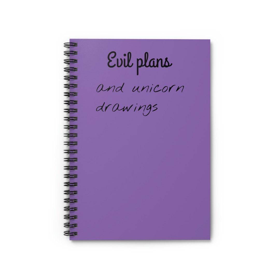 Evil Plans and Unicorn Drawings Spiral Notebook Ruled Line - Etsy Evil Plans and Unicorn Drawings Spiral Notebook  Ruled Line - Etsy
