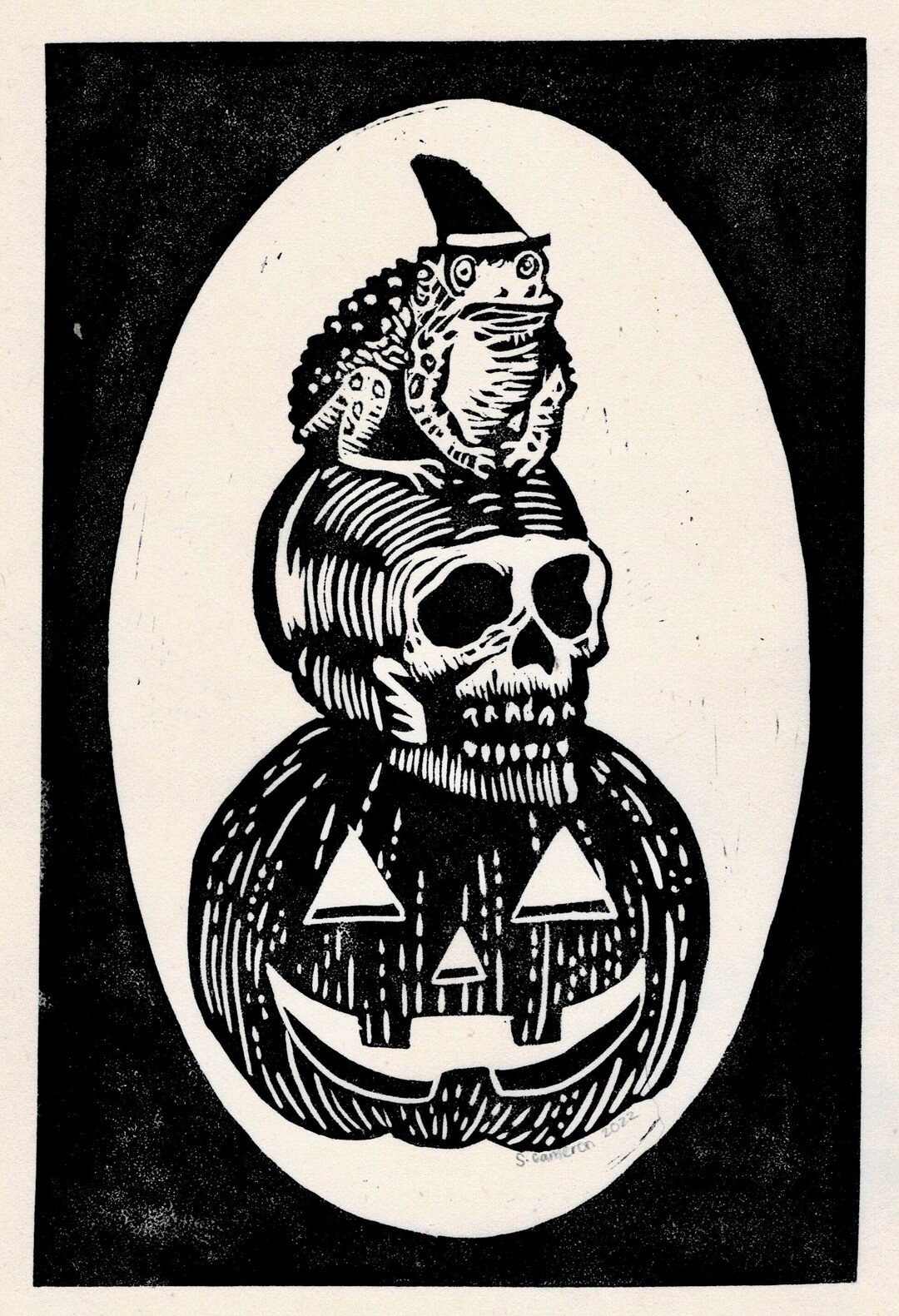 Halloween Linocut Print - Etsy