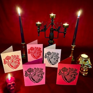 Valentine Heart Linolschnitt Minidruck