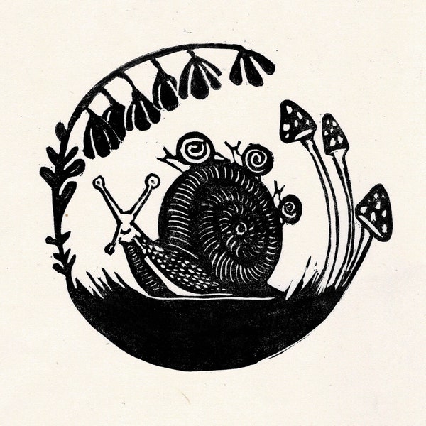 Snail linocut print