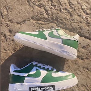 Grün Custom Air Force 1 Sneakers, Custom AF1 Green, Custom Nike, Damen Custom Sneakers, Unisex Schuhe, Mid Nikes, Freizeitkleidung