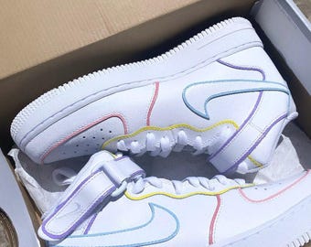 Custom Air Force 1 Sneakers, Custom AF1 Mids, Custom Nike, women’s custom sneakers, unisex custom shoes, mid Nikes, casual wear