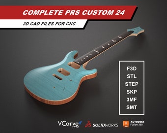 PRS Custom 24 Manico e piastra posteriore per chitarra elettrica / File CAD 3D per CNC / f3d stl step skp