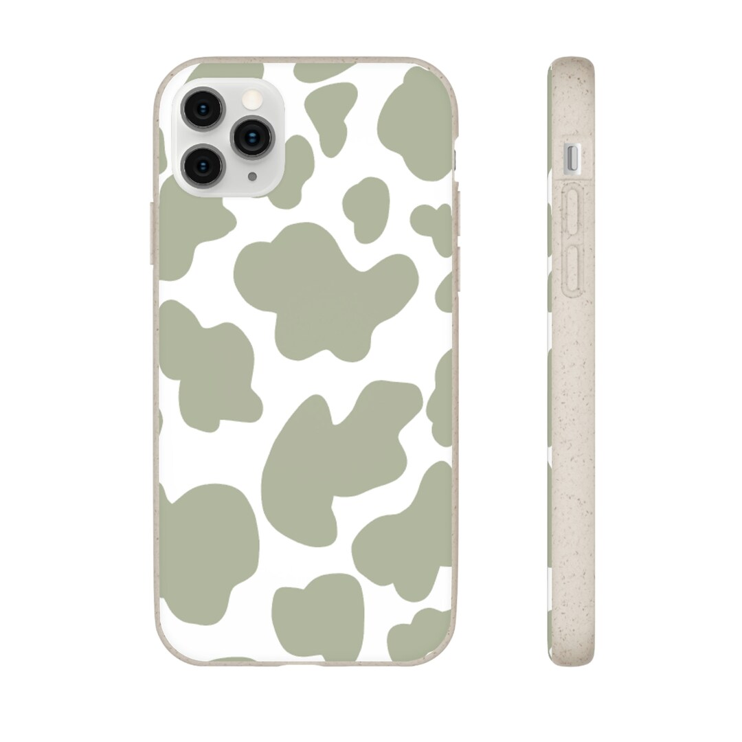 Sage Green Cow Print Biodegradable Case Etsy