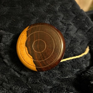 Vintage hand-carved Wood Yo Yo Classic Toy with String.  2.5" in diameter