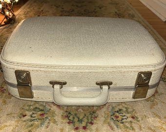 Vintage Beige American Tourister Luggage Suitcase Hard-Shell Grey Interior 17x12